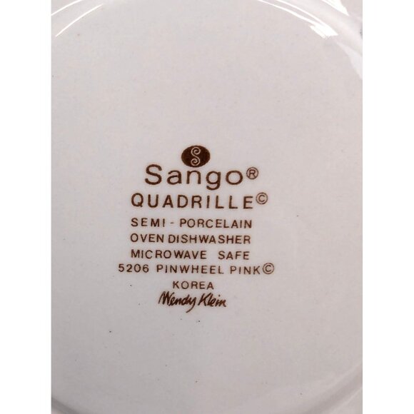 Sango Quadrille Pinwheel Pink 5206 Square Saucer 6 1/2" Replacement Set of 3 - Picture 7 of 7